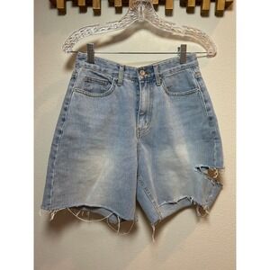 STORETS Distressed Denim Cutoff Shorts Light Wash Raw Hem Women's Size S